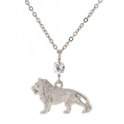 Silver Tone with Crystal Cecil the Lion Necklace.jpg